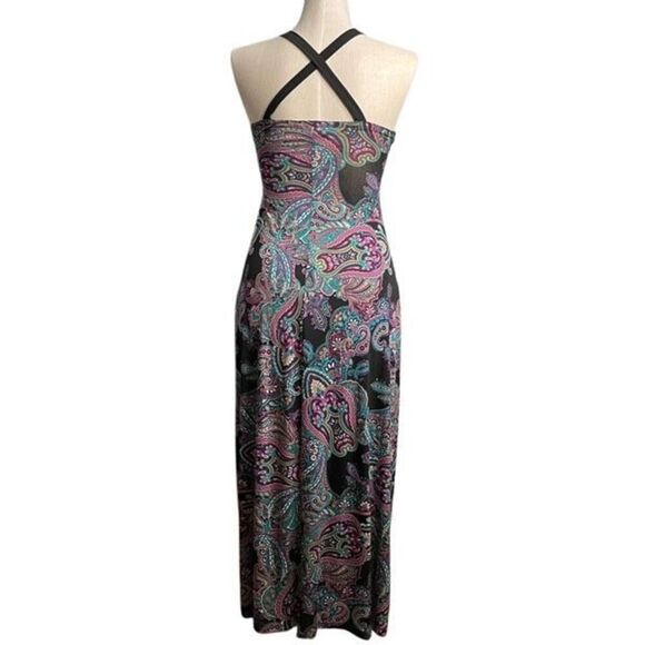 Vtg A-List by Wrapper Juniors Halter Maxi Dress M Butterfly Coachella Stagecoach - Picture 2 of 7